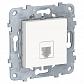 Розетка телефонная RJ11 одиночная 4 контакта Schneider Electric Unica New NU549218 - фото №1