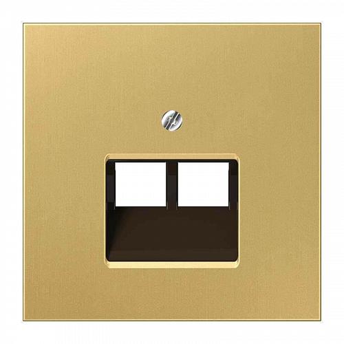 Накладка 2-ой наклонной телефонной/компьютерной розетки Jung LS 990 латунь Classic ME2969-2UAC
