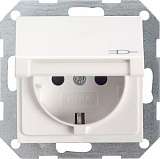 Розетка Gira System 55 Schuko с/з с крышкой 16A 250V безвинтовой зажим чисто-белый шелковисто-матовый 045427