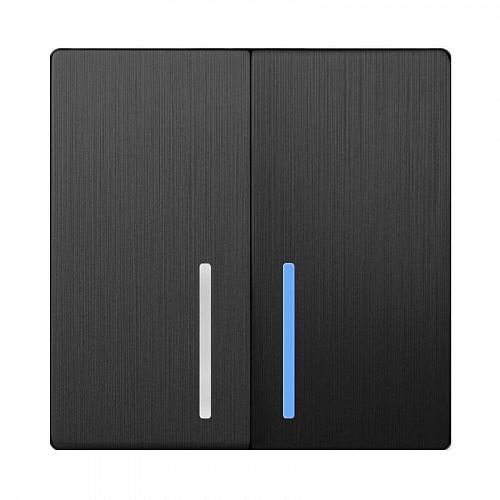 Выключатель Werkel двухклавишный с подсветкой Графит рифленый WL04-SW-2G-LED 4690389146091