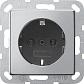 Розетка Gira System 55 Schuko с/з 16A 250V безвинтовой зажим хром/черный 0188605 - фото №1