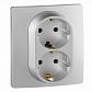 Розетка 2X2К+З Legrand Etika 16A 250V с/з винтовой зажим немецкий стандарт алюминий 672423 - фото №1