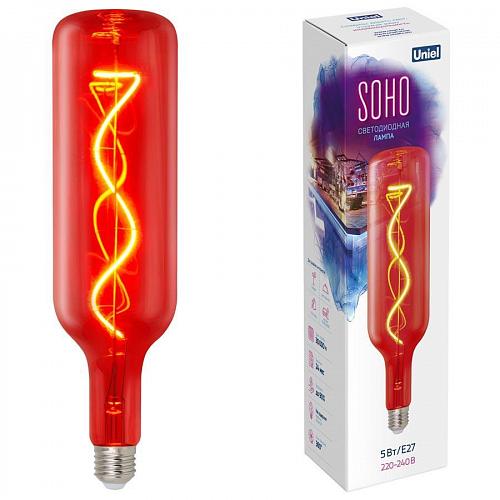 Лампа светодиодная Uniel E27 5W красный Led-SF21-5W/Soho/E27/CW Red GLS77RD UL-00007626