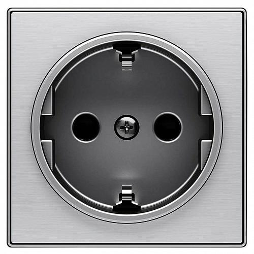 Лицевая панель ABB Sky розетки Schuko с/з нержавеющая сталь 2CLA858800A1401