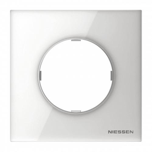 Рамка 1-постовая ABB Sky Moon стекло белое 2CLA867100A3001