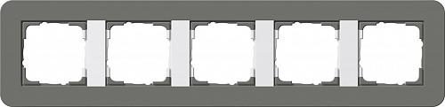 Рамка 5-постовая Gira E3 темно-серый/белый глянцевый 0215413