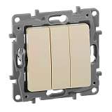 Выключатель трехклавишный Legrand Etika 10A 250V слоновая кость 672313