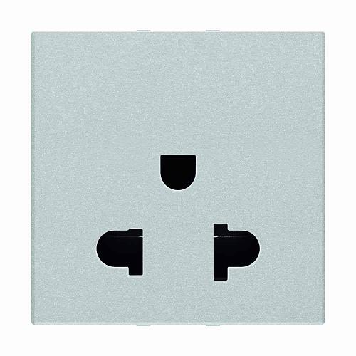 Розетка EU/US ABB Zenit с/з 13A 127V со шторками винтовой зажим серебро 2CLA223800N1301