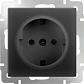 Розетка Werkel с заземлением и шторками черный матовый WL08-SKGS-01-IP44 4690389054228 - фото №1