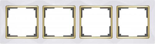 Рамка Werkel Snabb на 4 поста белый/золото WL03-Frame-04-white/GD 4690389083938