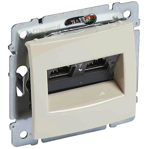 Розетка компьютерная 2хRJ45 Legrand Valena 6 кат UTP с захватами слоновая кость 774147