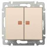 Переключатель двухклавишный Legrand Valena 10A 250V с подсветкой слоновая кость 774113