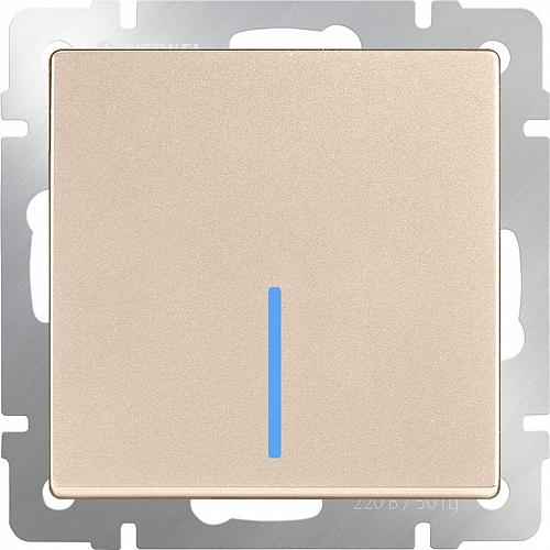 Выключатель Werkel одноклавишный с подсветкой шампань WL11-SW-1G-LED 4690389124624