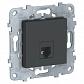 Розетка телефонная RJ11 одиночная 4 контакта Schneider Electric Unica New NU549254 - фото №1