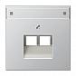 Накладка 2-ой наклонной телефонной/компьютерной розетки с полем для надписи Jung LS 990 алюминий AL2969-2NAUA - фото №1
