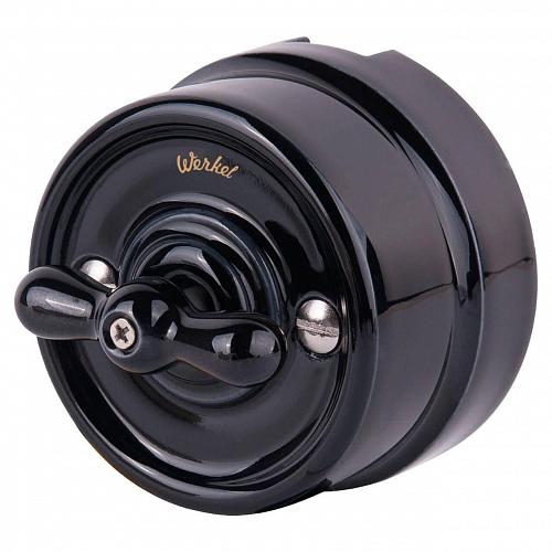 Выключатель Werkel на 4 положения двухклавишный Retro черный WL18-01-05 4690389100741