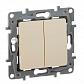 Переключатель двухклавишный Legrand Etika 10A 250V слоновая кость 672312 - фото №1