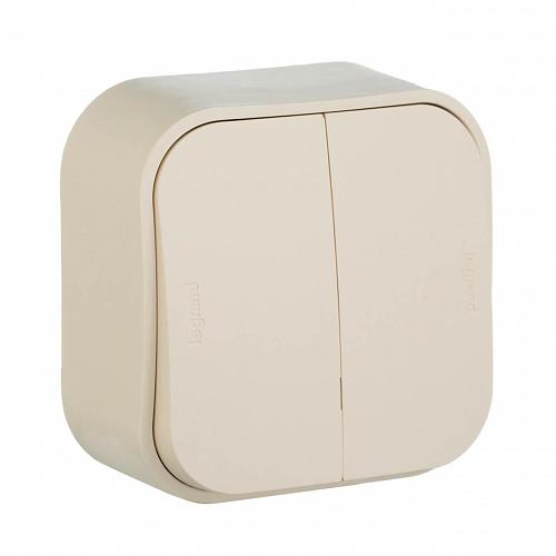 Переключатель двухклавишный на 2 направления Legrand Quteo 10A 250V слоновая кость 782236