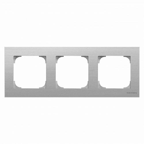Рамка 3-постовая ABB Sky нержавеющая сталь 2CLA857300A1401