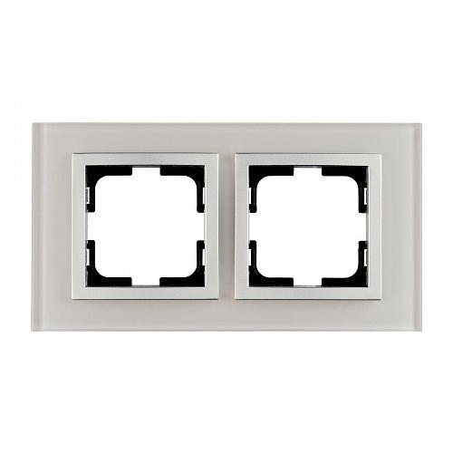 Рамка 2-постовая Mono Electric Style Glass белое стекло 107-710000-161