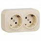 Розетка 2х2К+З Legrand Quteo 16A 250V с/з со шторками слоновая кость 782253 - фото №1