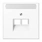 Накладка 2-ой наклонной телефонной/компьютерной розетки с полем для надписи Jung LS 990 белая LS969-2NAUAWW - фото №1