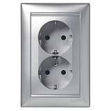 Розетка 2x2К+З Legrand Valena 16A 250V с/з винтовой зажим алюминий 770100