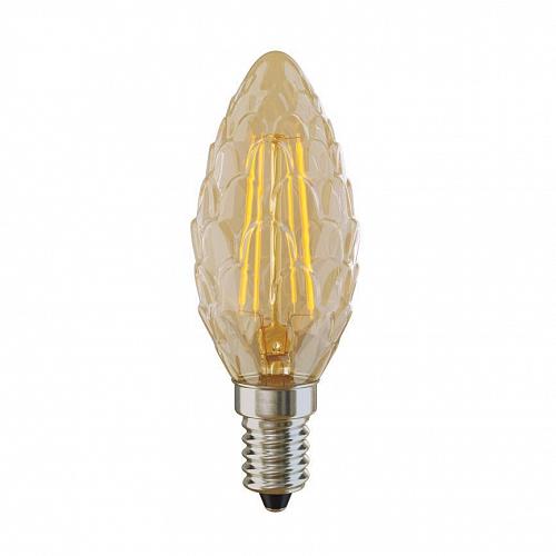 Лампа светодиодная филаментная Voltega E14 4W 2800К свеча шишка золотая VG10-P3E14warm4W-F 5488