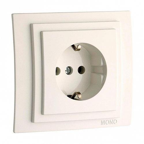 Розетка 2К+З Mono Electric Larissa 16A 250V винтовое подключение слоновая кость 103-010121-117