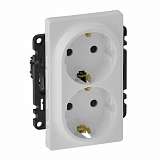 Розетка двойная Legrand Valena Life 16A 250V с/з безвинтовой зажим белая 753127