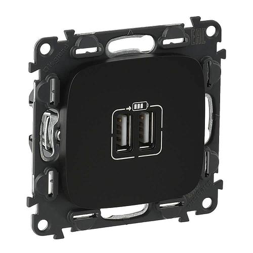 Розетка USB двойная Legrand Valena Allure 240V/5V 1500mA антрацит 754998