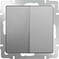 Выключатель Werkel двухклавишный серебряный рифленый WL09-SW-2G 4690389085147 - фото №1