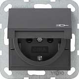 Розетка Gira System 55 Schuko с/з со шторками крышкой 16A 250V безвинтовой зажим антрацит 041428