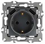 Розетка ЭРА Intro Solo Schuko P+E 16A 250V со шторками 2хUSB графит 12-4109-12 Б0047846