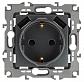 Розетка ЭРА Intro Solo Schuko P+E 16A 250V со шторками 2хUSB графит 12-4109-12 Б0047846 - фото №1