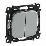 Выключатель двухклавишный Legrand Valena Allure 10A 250V алюминий 752905