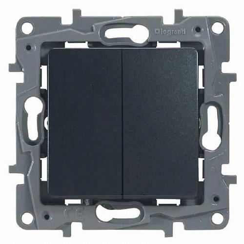 Переключатель двухклавишный Legrand Etika 10A 250V антрацит 672612