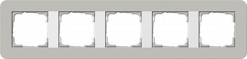 Рамка 5-постовая Gira E3 серый/белый глянцевый 0215412