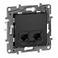 Розетка компьютерная 2хRJ45 Legrand Etika 5 кат UTP антрацит 672655 - фото №1