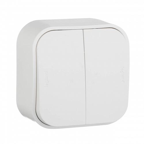 Выключатель двухклавишный Legrand Quteo 10A 250V белый 782202