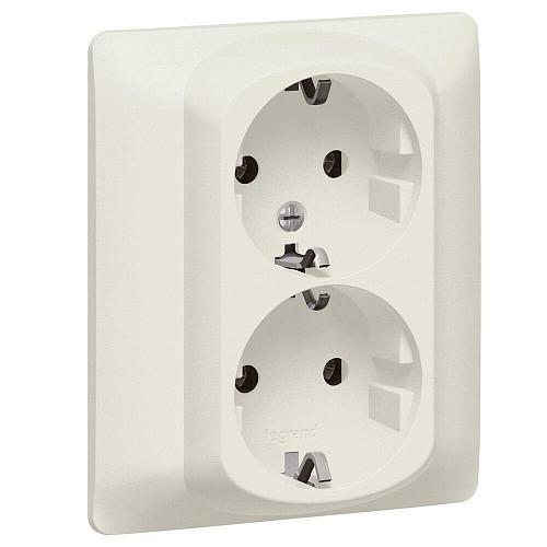 Розетка 2х2К+3 Legrand Galea Life 16A 250V с/з со шторками автоматические клеммы перламутр 771533