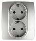 Розетка ЭРА 12 2x2P E Schuko со шторками 16A 250V 12-2104-03 Б0014701 - фото №1