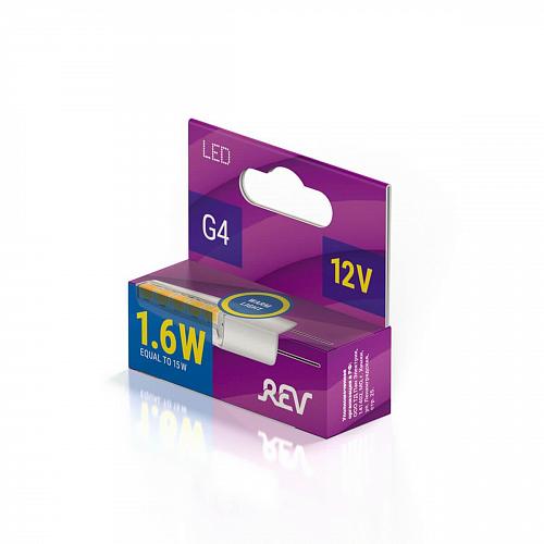 Лампа светодиодная REV JC G4 1,6W 12V 2700K теплый свет колба 32365 5
