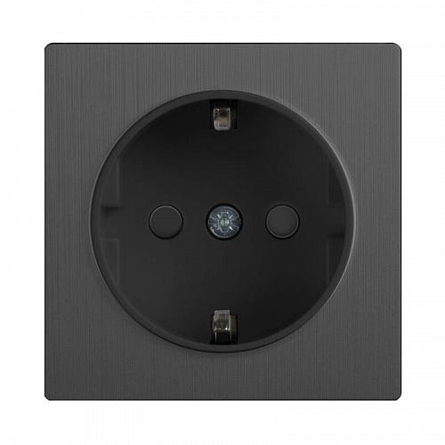 Розетка Werkel с заземлением и шторками Графит рифленый WL04-SKGS-01-IP44 4690389146008