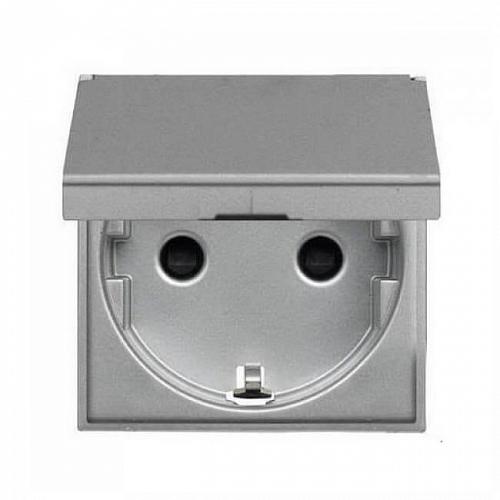 Розетка ABB Zenit с/з 16A 250V со шторками крышкой винтовой зажим серебро 2CLA228810N1301