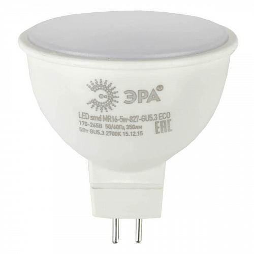 Лампа светодиодная ЭРА GU5.3 5W 2700K матовая ECO LED MR16-5W-827-GU5.3 Б0019060