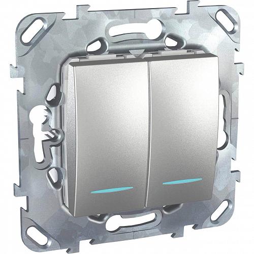Выключатель двухклавишный с подсветкой Schneider Electric Unica MGU5.0101.30NZD