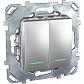 Выключатель двухклавишный с подсветкой Schneider Electric Unica MGU5.0101.30NZD - фото №1