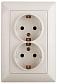 Розетка двойная ЭРА Intro Solo Schuko 2X2P+E 16A 250V слоновая кость 4-205-02 Б0043334 - фото №1