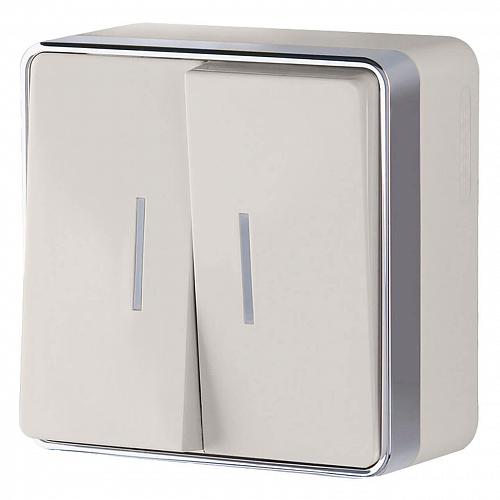 Выключатель Werkel двухклавишный с подсветкой Gallant слоновая кость WL15-03-03 4690389102202